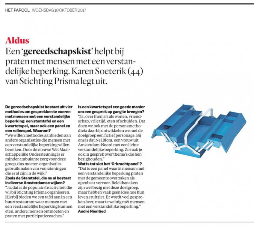 Parool – ‘Praat met mij’- Gereedschapskist